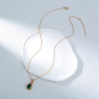 Simple Single Layer Micro-inlaid Perfume Bottle Water Drop Green Zircon Pendant Necklace main image 1