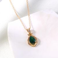 Simple Single Layer Micro-inlaid Perfume Bottle Water Drop Green Zircon Pendant Necklace main image 6
