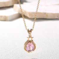 Simple Single Micro-inlaid Layer Perfume Bottle Water Drop Pink Zircon Necklace main image 2