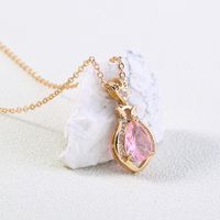 Simple Single Micro-inlaid Layer Perfume Bottle Water Drop Pink Zircon Necklace main image 5