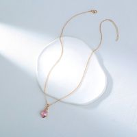 Simple Single Micro-inlaid Layer Perfume Bottle Water Drop Pink Zircon Necklace main image 7