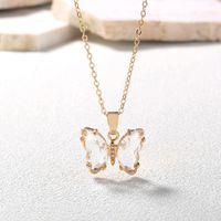 Simple Single Layer Transparent White Zircon Butterfly Necklace main image 1