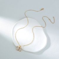 Simple Single Layer Transparent White Zircon Butterfly Necklace main image 5