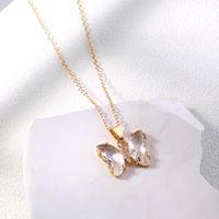 Simple Single Layer Transparent White Zircon Butterfly Necklace main image 7