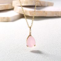 Fashion Color Jelly Natural Powder Water Drop Zircon Clavicle Necklace main image 2