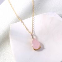 Fashion Color Jelly Natural Powder Water Drop Zircon Clavicle Necklace main image 3
