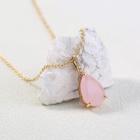 Fashion Color Jelly Natural Powder Water Drop Zircon Clavicle Necklace main image 5