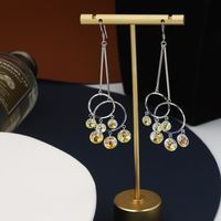 Classic Hollow Circle Geometric Inlaid Zircon Copper Earrings Wholesale main image 3