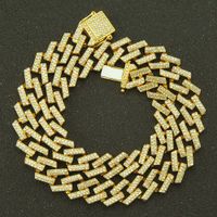 Colored Hip-hop Diamond Strip Cuban Chain Magnet Buckle Necklace sku image 1