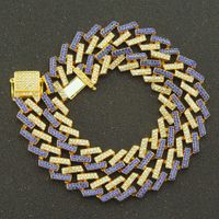 Colored Hip-hop Diamond Strip Cuban Chain Magnet Buckle Necklace sku image 2