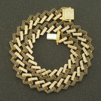Colored Hip-hop Diamond Strip Cuban Chain Magnet Buckle Necklace sku image 4
