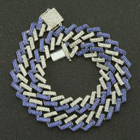 Colored Hip-hop Diamond Strip Cuban Chain Magnet Buckle Necklace sku image 6