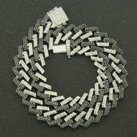 Colored Hip-hop Diamond Strip Cuban Chain Magnet Buckle Necklace sku image 8