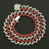 Colored Hip-hop Diamond Strip Cuban Chain Magnet Buckle Necklace sku image 15