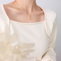Frosty Jewelry Simple Niche Beat Moon Necklace Titanium Steel Clavicle Chain sku image 1