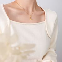 Frosty Bijoux Simple Niche Beat Lune Collier Titane Acier Clavicule Chaîne sku image 1