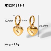 European And American Stainless Steel Eight-pointed Star Zircon Inlaid Heart-shaped Pendant Ear Hoop sku image 2