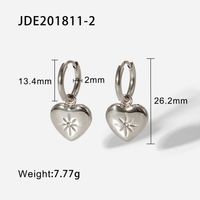 European And American Stainless Steel Eight-pointed Star Zircon Inlaid Heart-shaped Pendant Ear Hoop sku image 1