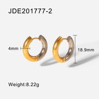 Simple 18k Gold-plated Stainless Steel Jewelry Gold And Silver Hoop Earrings Jewelry sku image 3