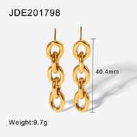European And American Fashion 18k Gold-plated Stainless Steel Long Chain Earrings sku image 1