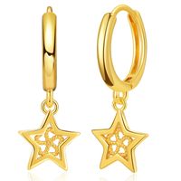Copper 18k Gold Five-pointed Star Design Hollow Starfish Earrings sku image 1