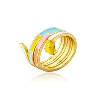 European And American Hot Sale Fashion Color Dripping Oil Ring Copper Plated Gold Open Design Ring sku image 2