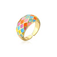 European And American Hot Sale Fashion Color Dripping Oil Ring Copper Plated Gold Open Design Ring sku image 3