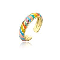 Europe And America Hot Sale Personalized Fashion Dripping Oil Opening Ring Copper Jewelry sku image 2