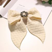 Autumn And Winter Simple Hairpin Rhinestone Pearl Fabric Hair Accessories Bow Hairpin sku image 8