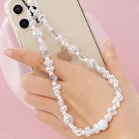 European And American Bohemian Style 8mm White Imitation Pearl 8mm Acrylic Round Beads Anti-lost Wrist Lanyard Mobile Phone Charm Women sku image 8