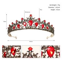 New Style Retro Wedding Alloy Crown Hair Accessories Red Rhinestone Bridal Crown sku image 1