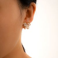 Korean Elk Butterfly Pearl Earrings Diamond Circle Pearl Pendant Earrings main image 5