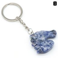 Natural Crystal Stone Horse Head Keychain Agate Stone Carved Animal Pendant sku image 1
