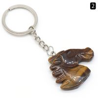 Natural Crystal Stone Horse Head Keychain Agate Stone Carved Animal Pendant sku image 2