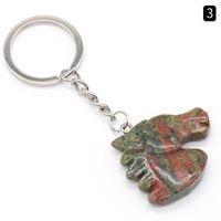 Natural Crystal Stone Horse Head Keychain Agate Stone Carved Animal Pendant sku image 3