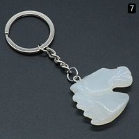 Natural Crystal Stone Horse Head Keychain Agate Stone Carved Animal Pendant sku image 6