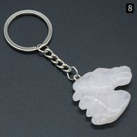 Natural Crystal Stone Horse Head Keychain Agate Stone Carved Animal Pendant sku image 7