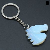 Natural Crystal Stone Horse Head Keychain Agate Stone Carved Animal Pendant sku image 8