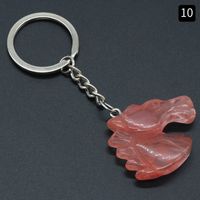 Natural Crystal Stone Horse Head Keychain Agate Stone Carved Animal Pendant sku image 9