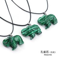 Crystal Agate Jade Carving Elephant Pendant European And American Leather Cord Necklace sku image 4