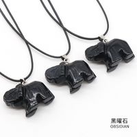 Crystal Agate Jade Carving Elephant Pendant European And American Leather Cord Necklace sku image 12