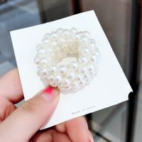 Korean Pearl Hair Tie Adult Children Tie Hair Wide Rubber Band Tied Ponytail Headdress sku image 5