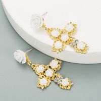 Korean Fashion Baroque Style Rose Flower Earrings main image 3