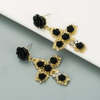 Korean Fashion Baroque Style Rose Flower Earrings main image 5