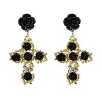 Korean Fashion Baroque Style Rose Flower Earrings main image 6