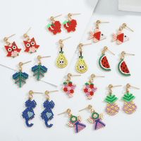 New Alloy Inlaid Rice Bead Earrings main image 1