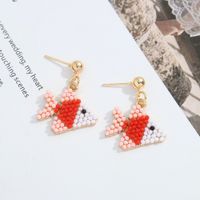 New Alloy Inlaid Rice Bead Earrings main image 5