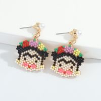 New Alloy Inlaid Rice Bead Earrings main image 4