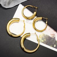 Fashion Hollow Circle Titanium Steel Earrings main image 4