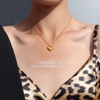 Titanium Steel Peach Heart Zircon Necklace main image 5